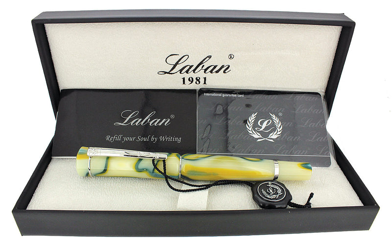 LABAN SCEPTER GREEN ELECTRIC MEDIUM NIB FOUNTAIN PEN MINT NEVER INKED NEW OLD STOCK OFFERED BY ANTIQUE DIGGER