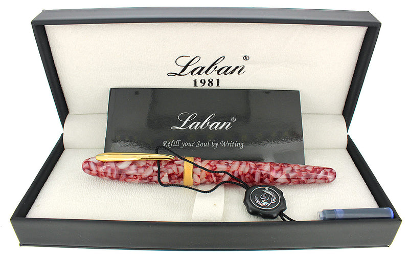 LABAN TAROKO AZALEA RED FINE NIB FOUNTAIN PEN MINT NEVER INKED NEW OLD STOCK OFFERED BY ANTIQUE DIGGER