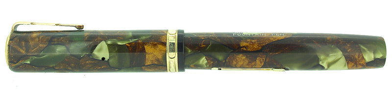 C1930 WATERMAN LADY PATRICIA MOSS AGATE FOUNTAIN PEN XF-BBB FLEX NIB RESTORED OFFERED BY ANTIQUE DIGGER
