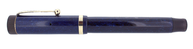 1927 PARKER SENIOR DUOFOLD BLUE ON BLUE LAPIS FOUNTAIN PEN XF-BB NIB RESTORED OFFERED BY ANTIQUE DIGGER