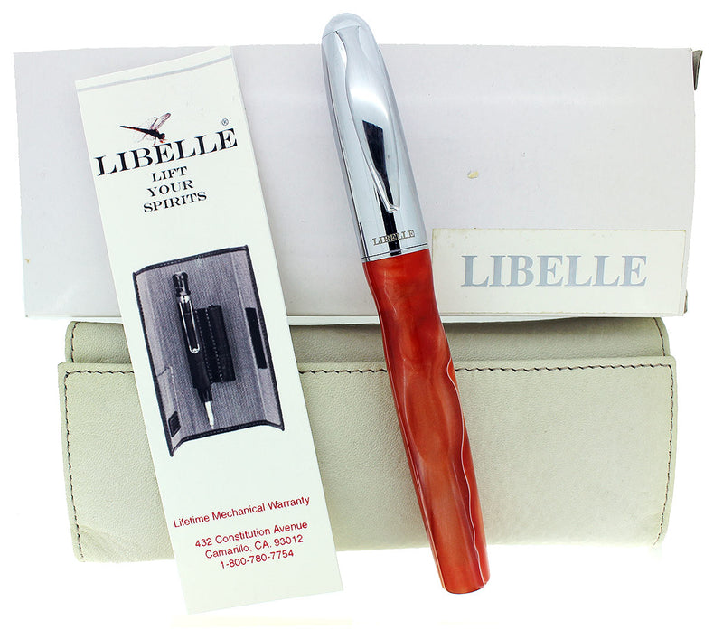 CIRCA 2007 LIBELLE VORTEX AMBER SWIRL ACRYLIC ROLLERBALL PEN NEW OLD STOCK OFFERED BY ANTIQUE DIGGER