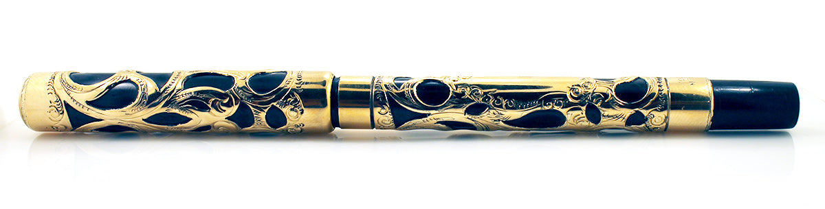 CIRCA 1915 MABIE TODD SWAN FANCY GOLD OVERLAY EYEDROPPER FOUNTAIN PEN