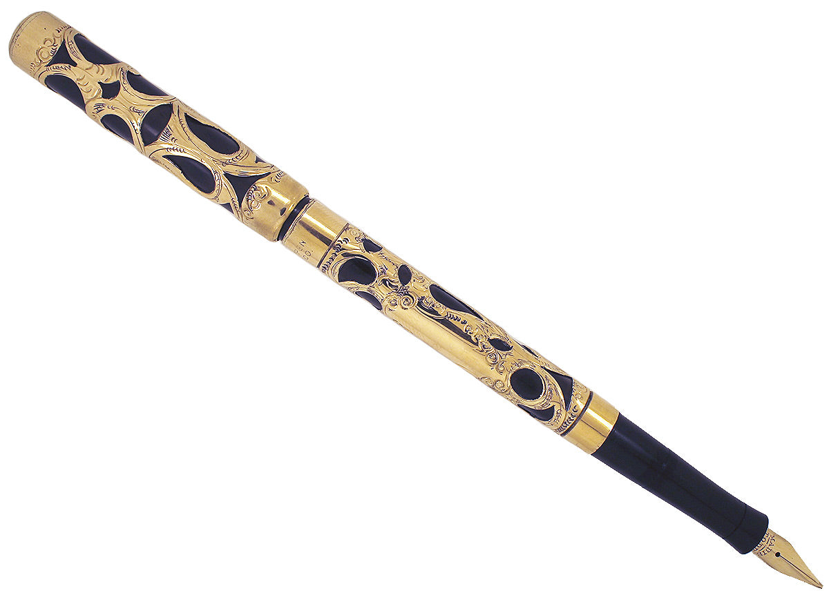 CIRCA 1915 MABIE TODD SWAN FANCY GOLD OVERLAY EYEDROPPER FOUNTAIN PEN