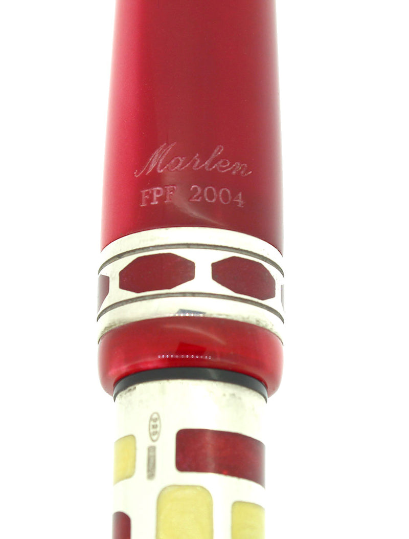 2004 MARLEN FORME PETITE STERLING, RED, & IVORY 18K NIB FOUNTAIN PEN MINT NEW IN BOX OFFERED BY ANTIQUE DIGGER
