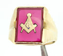 VINTAGE ESTATE MEN'S 10K SOLID GOLD MASONIC RUBY RING SIZE 13 1/2 OFFERED BY ANTIQUE DIGGER