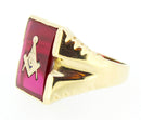 VINTAGE ESTATE MEN'S 10K SOLID GOLD MASONIC RUBY RING SIZE 13 1/2 OFFERED BY ANTIQUE DIGGER