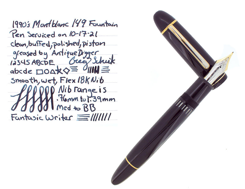 1990S GERMANY MONTBLANC MEISTERSTUCK N°149 FOUNTAIN PEN 18K M-BB FLEX NIB OFFERED BY ANTIQUE DIGGER