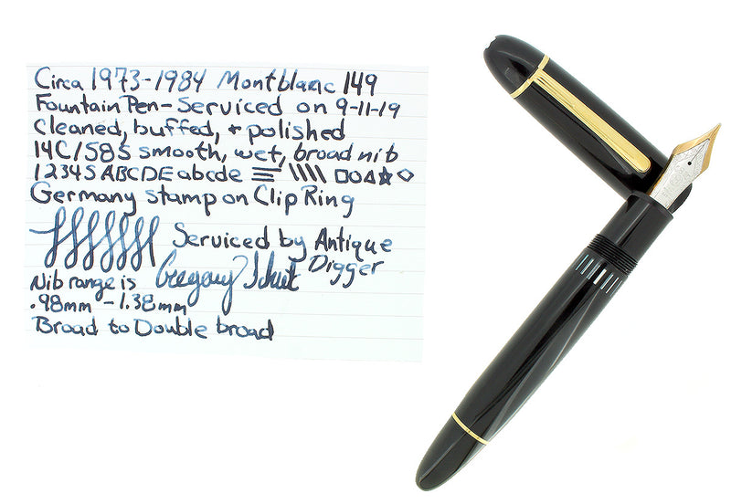 VINTAGE MONTBLANC MEISTERSTUCK N°149 FOUNTAIN PEN 14C BROAD NIB GERMANY RESTORED OFFERED BY ANTIQUE DIGGER