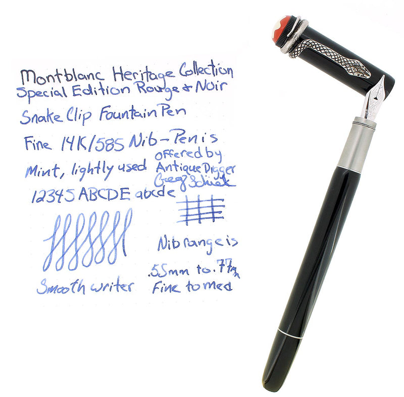 MONTBLANC HERITAGE COLLECTION ROUGE et NOIR SPECIAL EDITION FOUNTAIN PEN MINT OFFERED BY ANTIQUE DIGGER