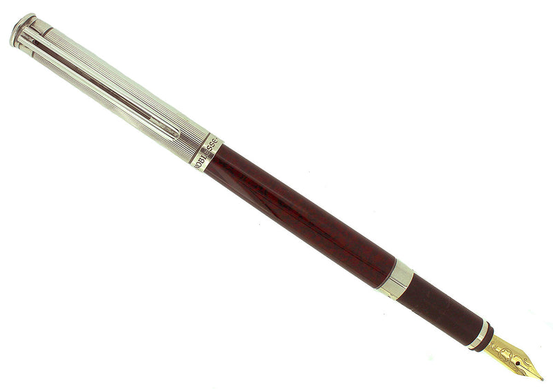 CIRCA 1990 MONTBLANC NOBLESSE TYPE IV RED MARBLED LACQUER 18K NIB FOUNTAIN PEN OFFERED BY ANTIQUE DIGGER