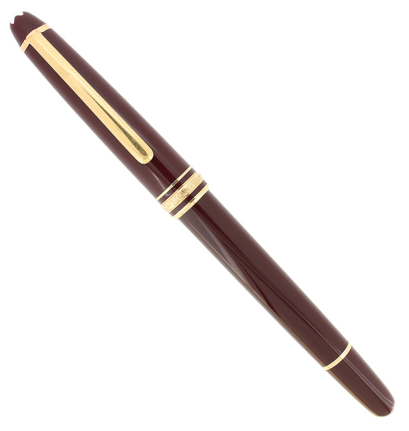 1980S MONTBLANC BORDEAUX MEISTERSTUCK CLASSIQUE GOLD TRIM ROLLERBALL PEN W/BOX MINT OFFERED BY ANTIQUE DIGGER