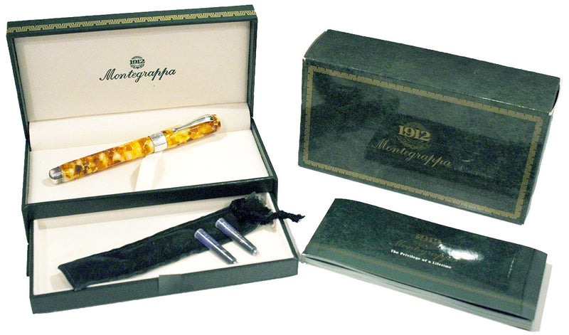 MONTEGRAPPA HARMONY BASSANO PARCHMENT STERLING TRIM FOUNTAIN PEN NEW IN BOX OFFERED BY ANTIQUE DIGGER