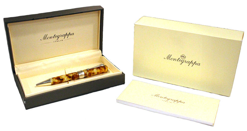 MONTEGRAPPA HARMONY BASSANO PARCHMENT STERLING TRIM ROLLERBALL PEN OFFERED BY ANTIQUE DIGGER