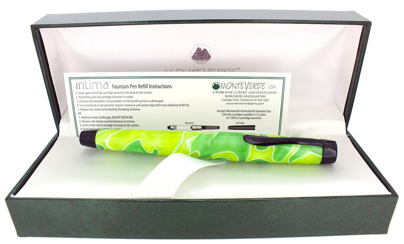 MONTEVERDE INTIMA NEON GREEN FOUNTAIN PEN NEW IN BOX NEVER INKED MINT CONDITION OFFERED BY ANTIQUE DIGGER