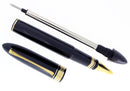 OMAS 360 JET BLACK ROLLERBALL PEN WITH GOLD TRIM NEW OLD STOCK WITH BOX AND PAPERWORK OFFERED BY ANTIQUE DIGGER
