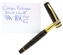 OMAS BOLOGNA CELLULOID BLACK AND GOLD FOUNTAIN PEN MINT IN BOX 14K NIB NOS OFFERED BY ANTIQUE DIGGER