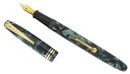 CIRCA 1955 ONOTO DE LA RUE BLUE MARBLED FOUNTAIN PEN ORIG BOX M-BBB FLEX NIB RESTORED OFFERED BY ANTIQUE DIGGER