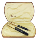 RARE PARKER 51 SOLID 14K GOLD SMOOTH CAPS FOUNTAIN PEN AND PENCIL SET RESTORED OFFERED BY ANTIQUE DIGGER