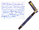 1990 DUOFOLD INTERNATIONAL BLUE MARBLE FOUNTAIN PEN 18K MEDIUM NIB MINT OFFERED BY ANTIQUE DIGGER