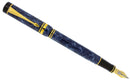 1990 DUOFOLD INTERNATIONAL BLUE MARBLE FOUNTAIN PEN 18K MEDIUM NIB MINT OFFERED BY ANTIQUE DIGGER