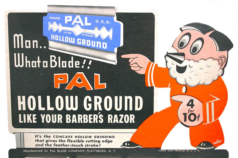 1930s PAL HOLLOW GROUND RAZOR BLADE STORE COUNTERTOP ADVERTISING DISPLAY MINT OFFERED BY ANTIQUE DIGGER