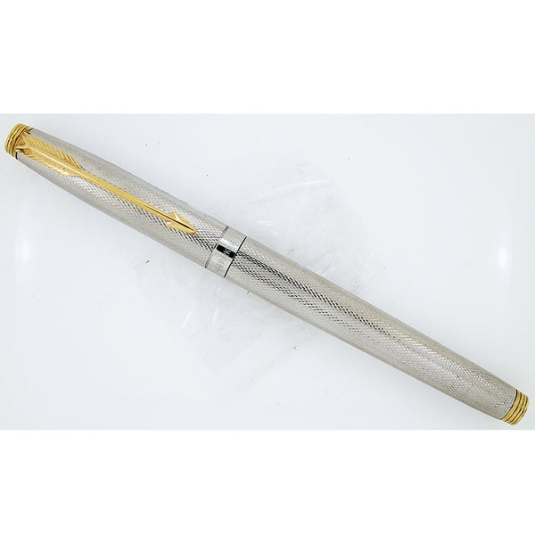 Parker 75 万年筆セット ゴールド シルバー PARKER 75 GRAIN D'ORGE FOUNTAIN PEN WITH 18K GOLD MEDIUM FRANCE NIB