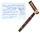 1998 DUOFOLD CENTENNIAL RED MARBLE FOUNTAIN PEN 18K FINE OBLIQUE NIB MINT