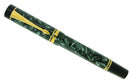 1992 DUOFOLD CENTENNIAL GREEN MARBLE FOUNTAIN PEN 18K FINE OBLIQUE NIB MINT OFFERED BY ANTIQUE DIGGER