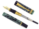 1992 DUOFOLD CENTENNIAL GREEN MARBLE FOUNTAIN PEN 18K FINE OBLIQUE NIB MINT OFFERED BY ANTIQUE DIGGER