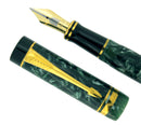 1992 DUOFOLD CENTENNIAL GREEN MARBLE FOUNTAIN PEN 18K FINE OBLIQUE NIB MINT OFFERED BY ANTIQUE DIGGER
