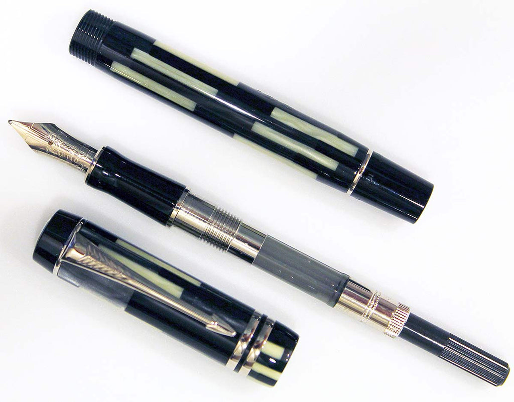 Parker Duofold International Special Edition Fountain Pen - Black Mosaic,  18k Medium (Excellent + in Box, Works Well) - Peyton Street Pens