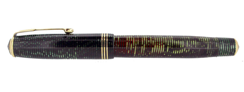 1937 PARKER EMERALD PEARL DOUBLE JEWEL VACUMATIC OVERSIZE FOUNTAIN PEN RESTORED OFFERED BY ANTIQUE DIGGER
