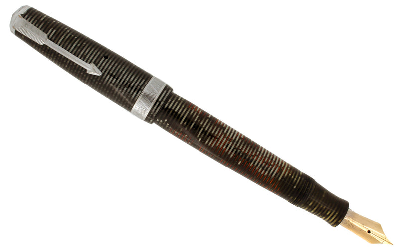 1938 PARKER SILVER PEARL SENIOR MAXIMA VACUMATIC FOUNTAIN PEN RESTORED OFFERED BY ANTIQUE DIGGER