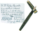 1939 PARKER SENIOR MAXIMA VACUMATIC FOUNTAIN PEN IN EMERALD PEARL CELLULOID STUB NIB RESTORED OFFERED BY ANTIQUE DIGGER