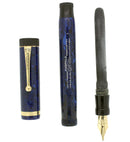 CIRCA 1927 PARKER SENIOR DUOFOLD BLUE ON BLUE LAPIS FOUNTAIN PEN F - BBB FLEX NIB OFFERED BY ANTIQUE DIGGER