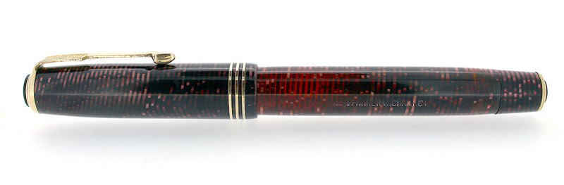 1937 PARKER BURGUNDY PEARL DOUBLE JEWEL VACUMATIC STANDARD SIZE FOUNTAIN PEN IN RESTORED CONDITION OFFERED BY ANTIQUE DIGGER