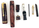 RESTORED CIRCA 1933-1938 FIRST GENERATION PARKER BURGUNDY PEARL DOUBLE JEWEL VACUMATIC STANDARD SIZE FOUNTAIN PEN