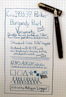 RESTORED CIRCA 1933-1938 FIRST GENERATION PARKER BURGUNDY PEARL DOUBLE JEWEL VACUMATIC STANDARD SIZE FOUNTAIN PEN