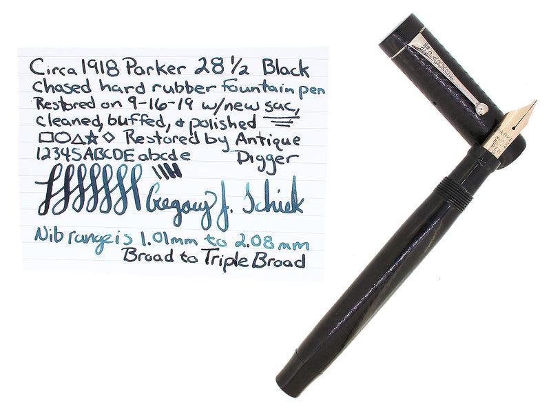 CIRCA 1917 PARKER 28 1/2 JACK KNIFE SAFETY FOUNTAIN PEN 14K B-BBB 2.08MM NIB RESTORED OFFERED BY ANTIQUE DIGGER