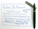 RESTORED 1948 PARKER 51 AEROMETRIC FOUNTAIN PEN IN FOREST GREEN WITH LUSTRALOY CAP OFFERED BY ANTIQUE DIGGER