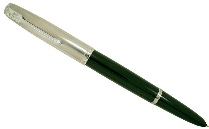 RESTORED 1948 PARKER 51 AEROMETRIC FOUNTAIN PEN IN FOREST GREEN WITH LUSTRALOY CAP OFFERED BY ANTIQUE DIGGER