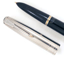 1946 PARKER 51 BLACK FOUNTAIN PEN WITH JEWELER'S COIN STACK CAP BANDING OFFERED BY ANTIQUE DIGGER