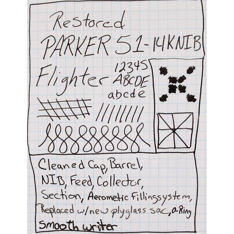 1950 Parker 51 Flighter Fountain Pen Writing Sample
