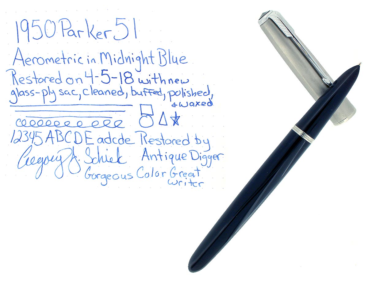 1950 PARKER 51 MIDNIGHT BLUE AEROMETRIC FOUNTAIN PEN RESTORED