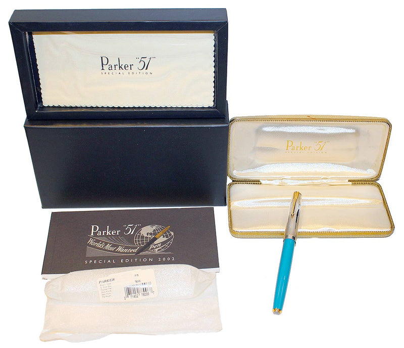 PARKER 51 SPECIAL EDITION BLUE FOUNTAIN PEN EMPIRE CAP NEW OLD STOCK MINT IN BOX OFFERED BY ANTIQUE DIGGER