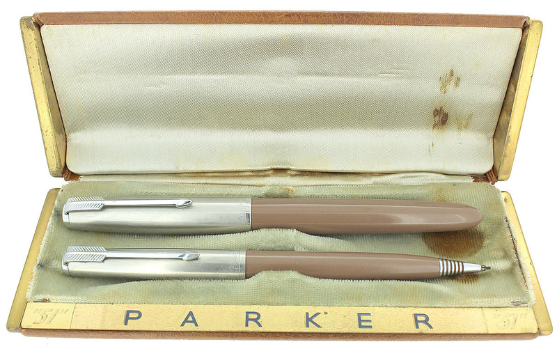 PARKER 51 AEROMETRIC COCOA FOUNTAIN PEN & PENCIL SET BOXED EXCELLENT OFFERED BY ANTIQUE DIGGER