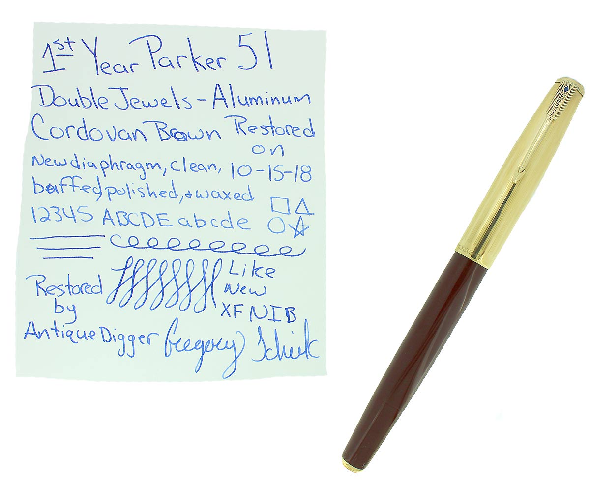 RESTORED 1941 PARKER 51 DOUBLE JEWEL FIRST YEAR CORDOVAN BROWN