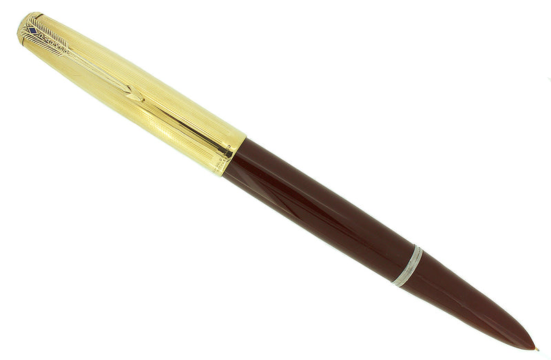 RESTORED 1941 PARKER 51 DOUBLE JEWEL FIRST YEAR CORDOVAN BROWN FOUNTAIN PEN OFFERED BY ANTIQUE DIGGER