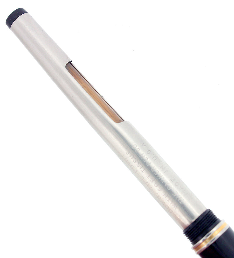 1952 PARKER 51 FLIGHTER AEROMETRIC FOUNTAIN PEN STAINLESS STEEL M NIB RESTORED OFFERED BY ANTIQUE DIGGER