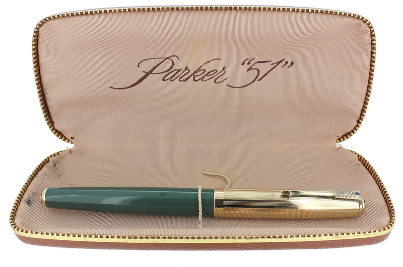 1947 PARKER 51 DOUBLE JEWEL NASSAU GREEN FOUNTAIN PEN RESTORED OFFERED BY ANTIQUE DIGGER